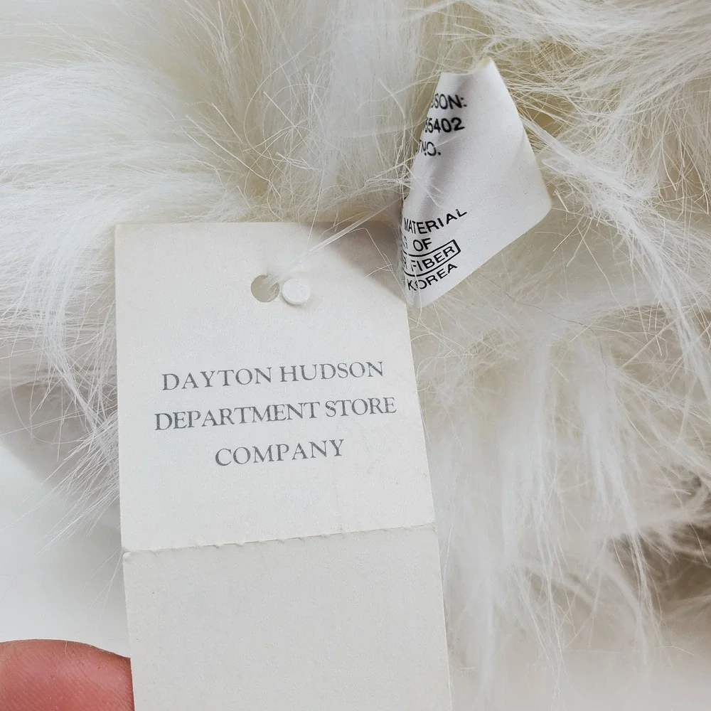 Vintage 1987 Dayton Hudson Santabear White Shaggy Plush Christmas Bear NWT‎ 16in